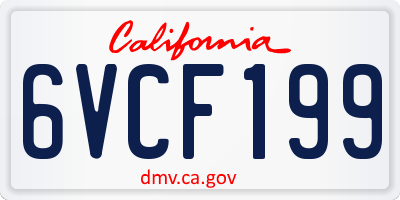 CA license plate 6VCF199