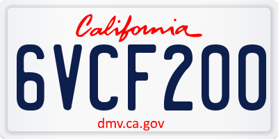 CA license plate 6VCF200