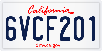 CA license plate 6VCF201