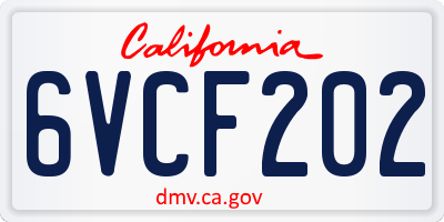 CA license plate 6VCF202