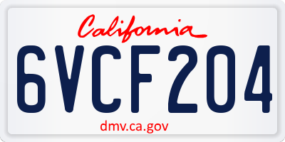 CA license plate 6VCF204