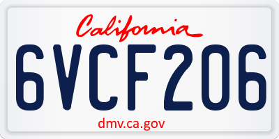 CA license plate 6VCF206