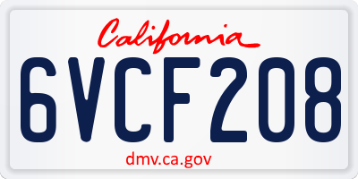 CA license plate 6VCF208