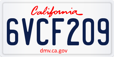 CA license plate 6VCF209