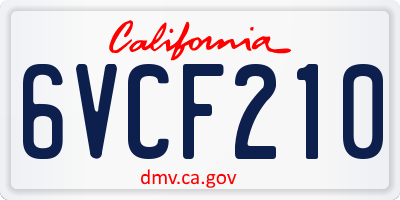 CA license plate 6VCF210