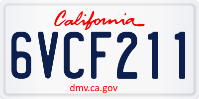 CA license plate 6VCF211