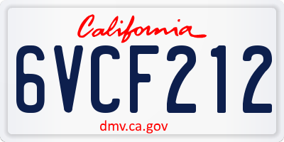 CA license plate 6VCF212