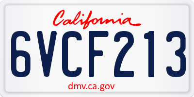 CA license plate 6VCF213