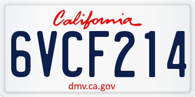 CA license plate 6VCF214