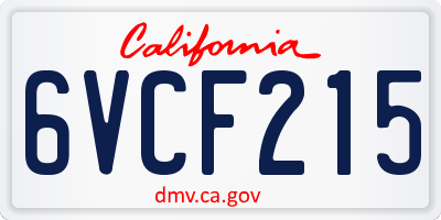 CA license plate 6VCF215