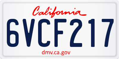 CA license plate 6VCF217