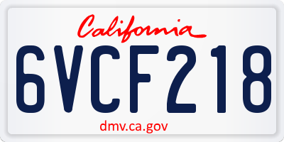CA license plate 6VCF218
