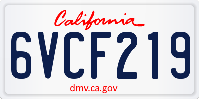 CA license plate 6VCF219