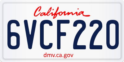 CA license plate 6VCF220