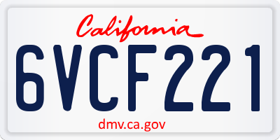 CA license plate 6VCF221