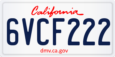 CA license plate 6VCF222