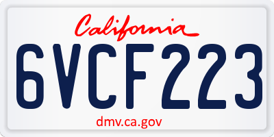 CA license plate 6VCF223
