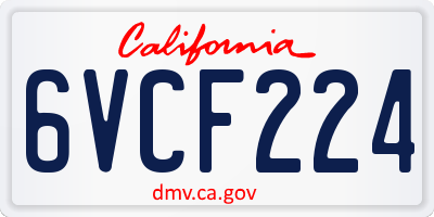 CA license plate 6VCF224