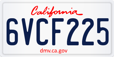 CA license plate 6VCF225