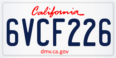 CA license plate 6VCF226