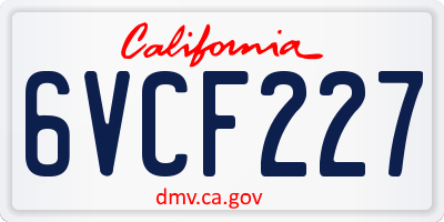 CA license plate 6VCF227