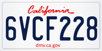 CA license plate 6VCF228