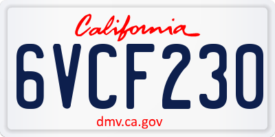 CA license plate 6VCF230
