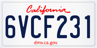CA license plate 6VCF231