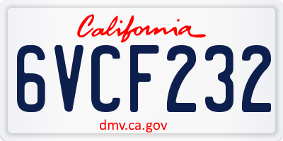 CA license plate 6VCF232