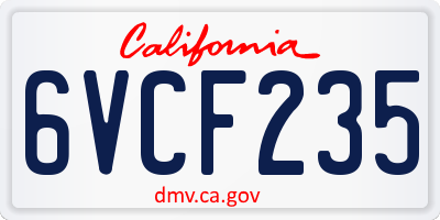 CA license plate 6VCF235