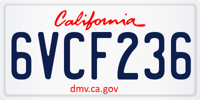 CA license plate 6VCF236
