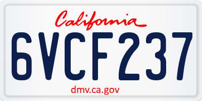 CA license plate 6VCF237