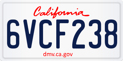 CA license plate 6VCF238