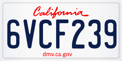 CA license plate 6VCF239