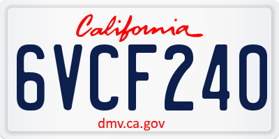 CA license plate 6VCF240