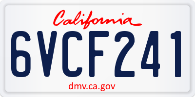 CA license plate 6VCF241