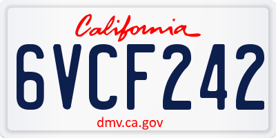 CA license plate 6VCF242