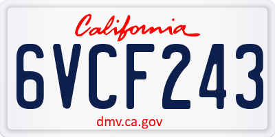 CA license plate 6VCF243