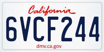 CA license plate 6VCF244