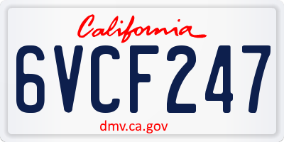 CA license plate 6VCF247
