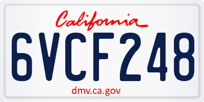 CA license plate 6VCF248