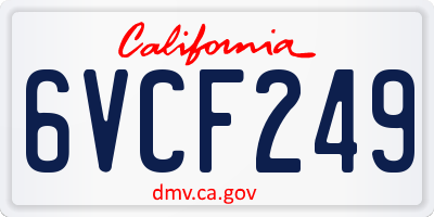 CA license plate 6VCF249