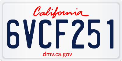 CA license plate 6VCF251