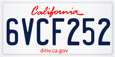 CA license plate 6VCF252