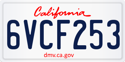 CA license plate 6VCF253