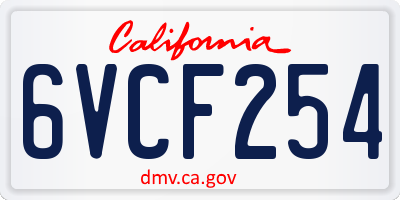 CA license plate 6VCF254