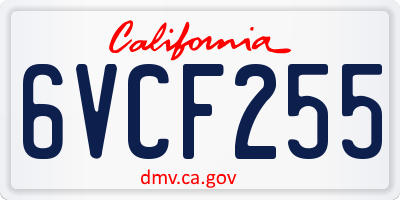 CA license plate 6VCF255