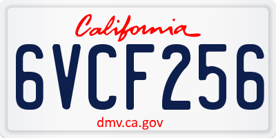 CA license plate 6VCF256