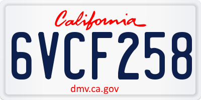 CA license plate 6VCF258