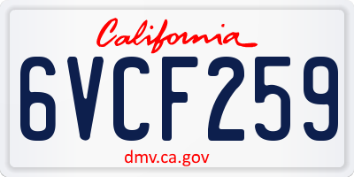 CA license plate 6VCF259